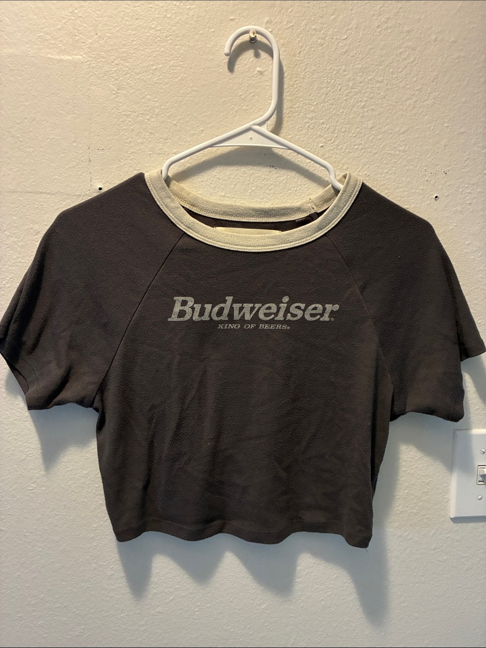 PacSun Dark Grey Crop Tee with Budweiser Logo